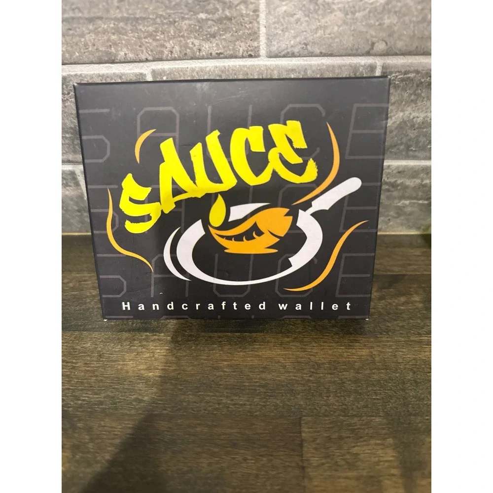 Sauce Handcrafted Vegan Leather Bifold Wallet Black Streetwear Graphic New Box